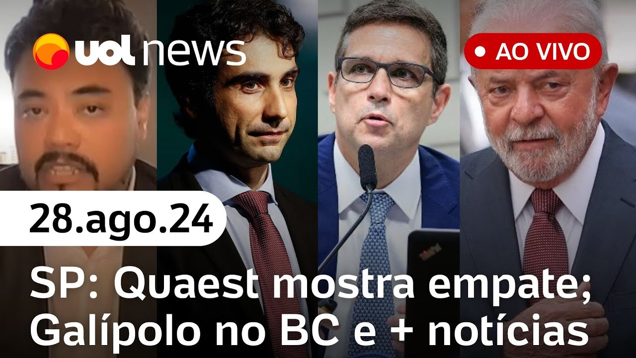 Boulos, Marçal e Nunes empatados em SP, segundo Quaest; Lula indica Galípolo para BC | UOL News