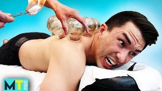 Men Try Fire Cupping Therapy for the First Time