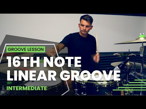 16th Note Linear Groove Drum Lesson (Intermediate)