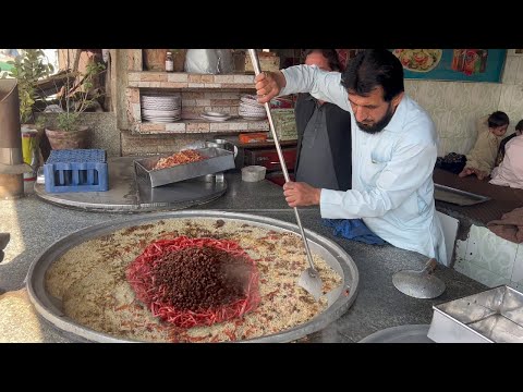 Huge Peshawari Kabuli Pualo Making | 50 KG Meat Rice Prepared | Afghani Pulao Recipe - Street Food