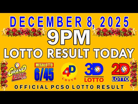 9pm Lotto Result Today PCSO December 8 2025