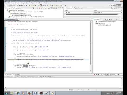 Fresher Java Interview Question Answer How To Compare Two String Objects Or Equals Method Java In