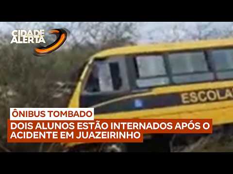 Em Juazeirinho: 2 estudantes estão internados após tombamento de ônibus na BR-230