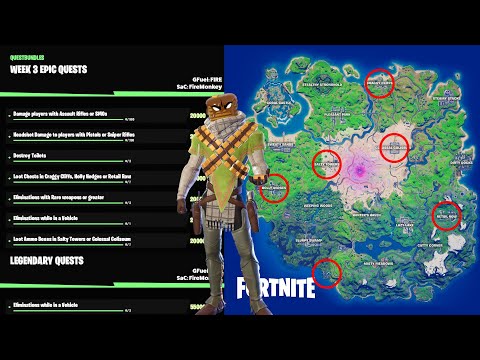 ALL WEEK 3 CHALLENGES! Legendary & Epic Quests: Eliminations while in a Vehicle [Fortnite Season 5]