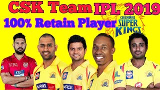 CSK Team IPL 2019 Squad ||100% Retain 5 Player IPL 2019 Team Squad CSK