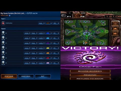 StarCraft II Custom Melee: Slaughtering 7 AIs to make myself feel better.