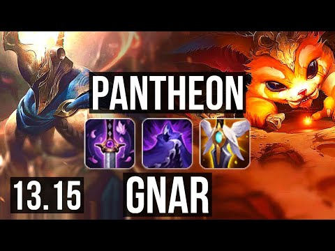 PANTHEON vs GNAR (TOP) | 7 solo kills, 800+ games, 1.3M mastery, Dominating | KR Master | 13.15