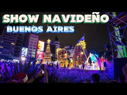 【4K】Buenos Aires - La Navidad Llegó al Obelisco: Luces, Magia y Show Navideño