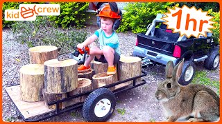 Download lagu Farm work compilation with kids toy truck, tractor, chainsaw, ATV, ride on, tools | Educational mp3