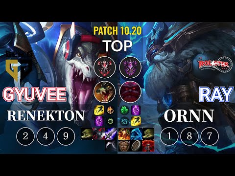 GEN gyuvee Renekton vs KT Ray Ornn Top - KR Patch 10.20