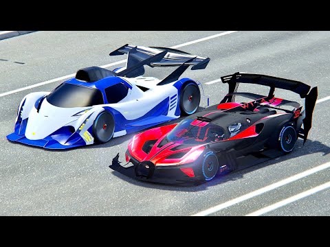 Bugatti Bolide GTR vs Devel Sixteen GTR - Drag Race 10 KM