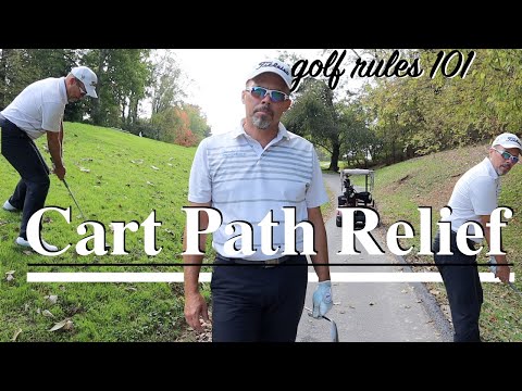 How to take FREE RELIEF on the cart path | How to DROP on a SLOPE | Golf Rules 101