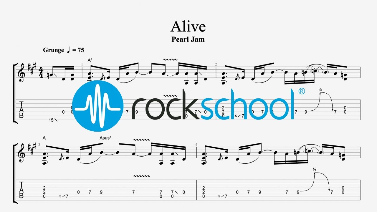 Alive - Pearl Jam, Rockschool 2024 Electric Guitar Grade 4