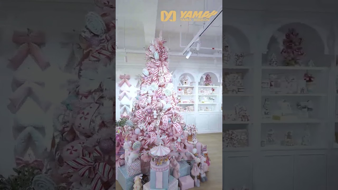 Blush Holiday Magic | Pink Tree & Patterned Ribbons at Yama Ribbon Sample Room