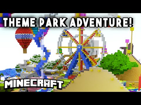 THEME PARK ADVENTURE [Ep2] (Rollercoasters, Minigames, & more!) - Minecraft Maps
