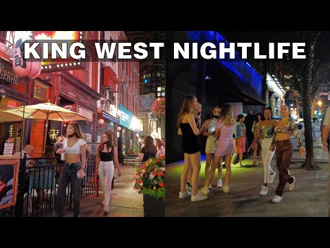 Friday Nightlife on a Busy King West in Downtown Toronto (July 2021)