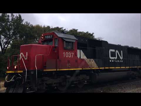 IC 1037 with a P3 Horn leads CN Freight Train in Effingham, IL - Oct. 26, 2018