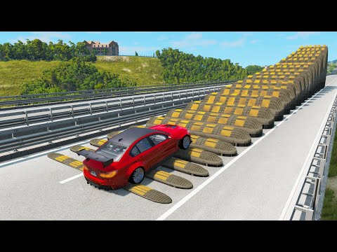 Cars vs Growing Speed Bumps – BeamNG.Drive