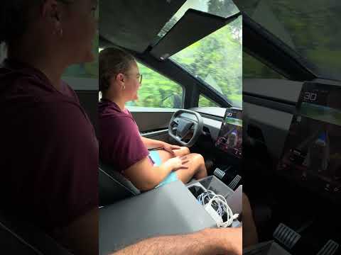 Thumbnail for Cybertruck FSD - Daughter’s First Drive. The camera beeped and she exclaimed I’m looking.