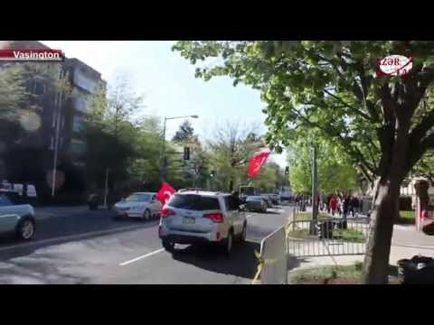 Vaşinqtonda Türkiyə səfirliyi qarşısında türk və Azərbaycan icmalarının etiraz nümayişi olub
