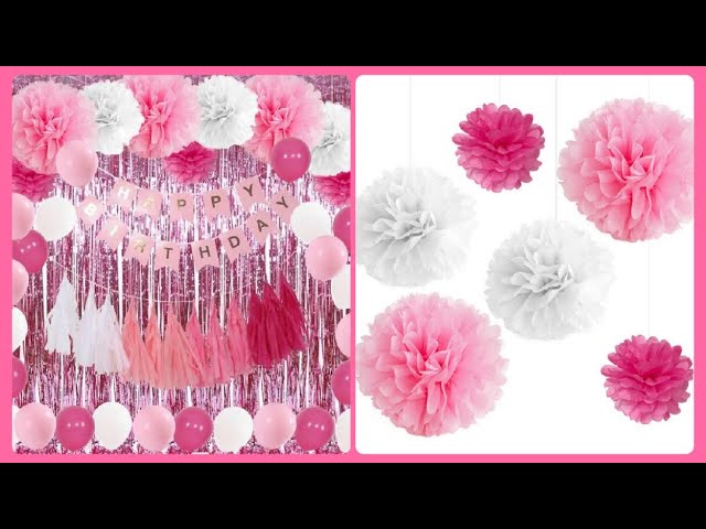 Vídeo relacionado con Globos de fiesta retro en rosa, pancarta de cumpleaños bohemia con pompones y borlas, decoración rústica neutra para mujeres jóvenes o mayores