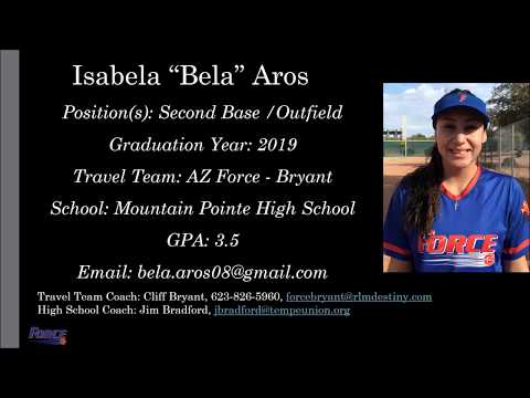 Isabela Aros Softball Skills Video - 2019 2B Outfield