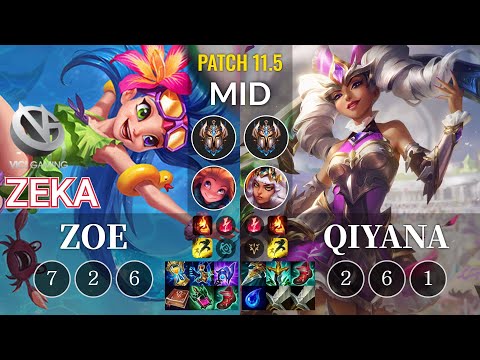 VG Zeka Zoe vs Qiyana Mid - KR Patch 11.5