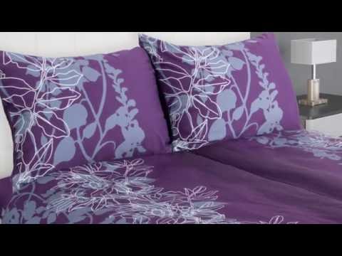 Elegante Lila Satin Bettwasche Mit Feinem Blumen Design Glamonde