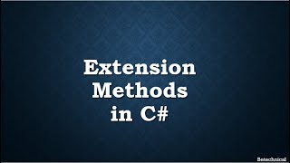 Extension Methods In C#
