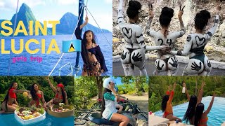 SAINT LUCIA GIRLS TRIP! LUXURY VILLA + HELICOPTER + YACHTS + MUDBATH + BEST TRIP EVER!