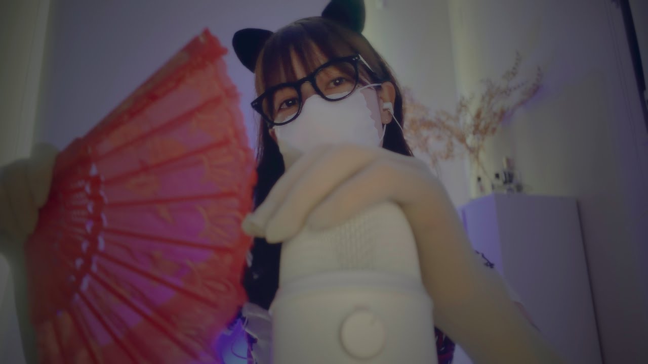 [ASMR] ストッキング手袋ですりすり🧤扇子🪭泡🫧/ Stocking Gloves & Paper Fan & Foam Sounds