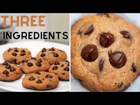 3 Ingredient Chocolate Chip Cookies  | Gluten-Free & Eggless