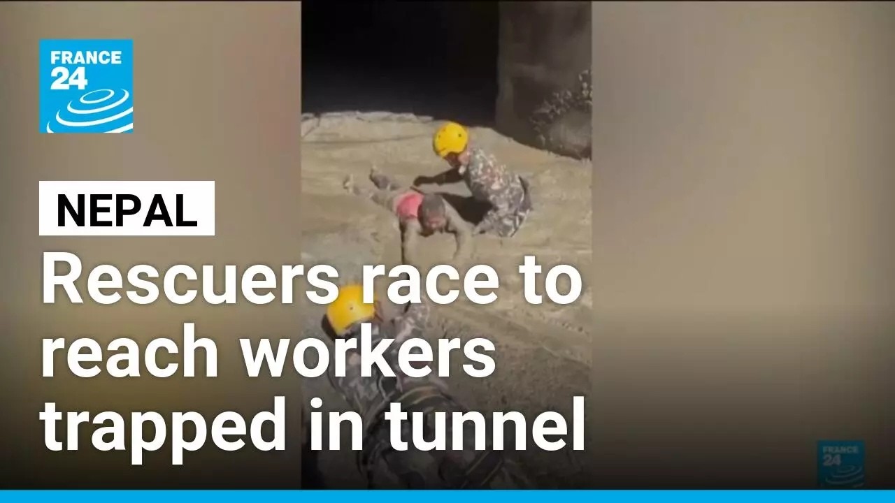 Nepal army races to rescue more than 100 trapped in hydropower tunnel after floods • FRANCE 24