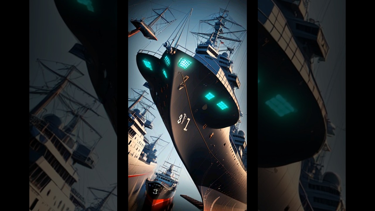 world war 2 and modern ship's,  stable diffusion art