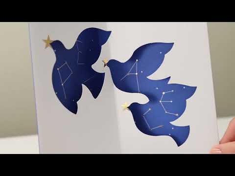 Cosmic Doves Peace Holiday Pop-Up Cards - Set of 8