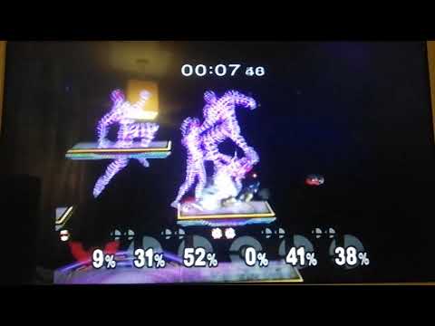 SSBM: Ganondorf and Captain Falcon vs. Jigglypuff and Giant Fighting Wire Frames