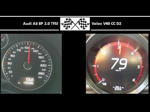 Audi A3 8P 2.0 TFSI VS. Volvo V40 CC D2 - Acceleration 0-100km/h