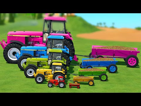 SMALL TO GIANT JOHN DEERE TRACTORS TRANSPORTING POTATOES BATTLE - Farming Simulator 22