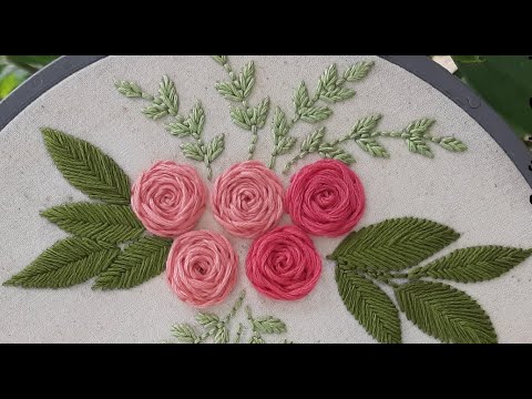 Stem Stitch Flower Rose Tutorial - Hand Embroidery Lesson 01