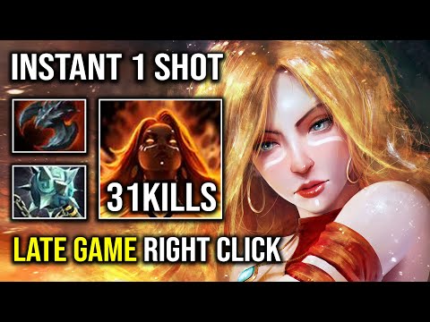 Brutal Late Game Right Click LINA Instant 1 Shot Everyone with 966 GPM Max ATK Speed Dota 2