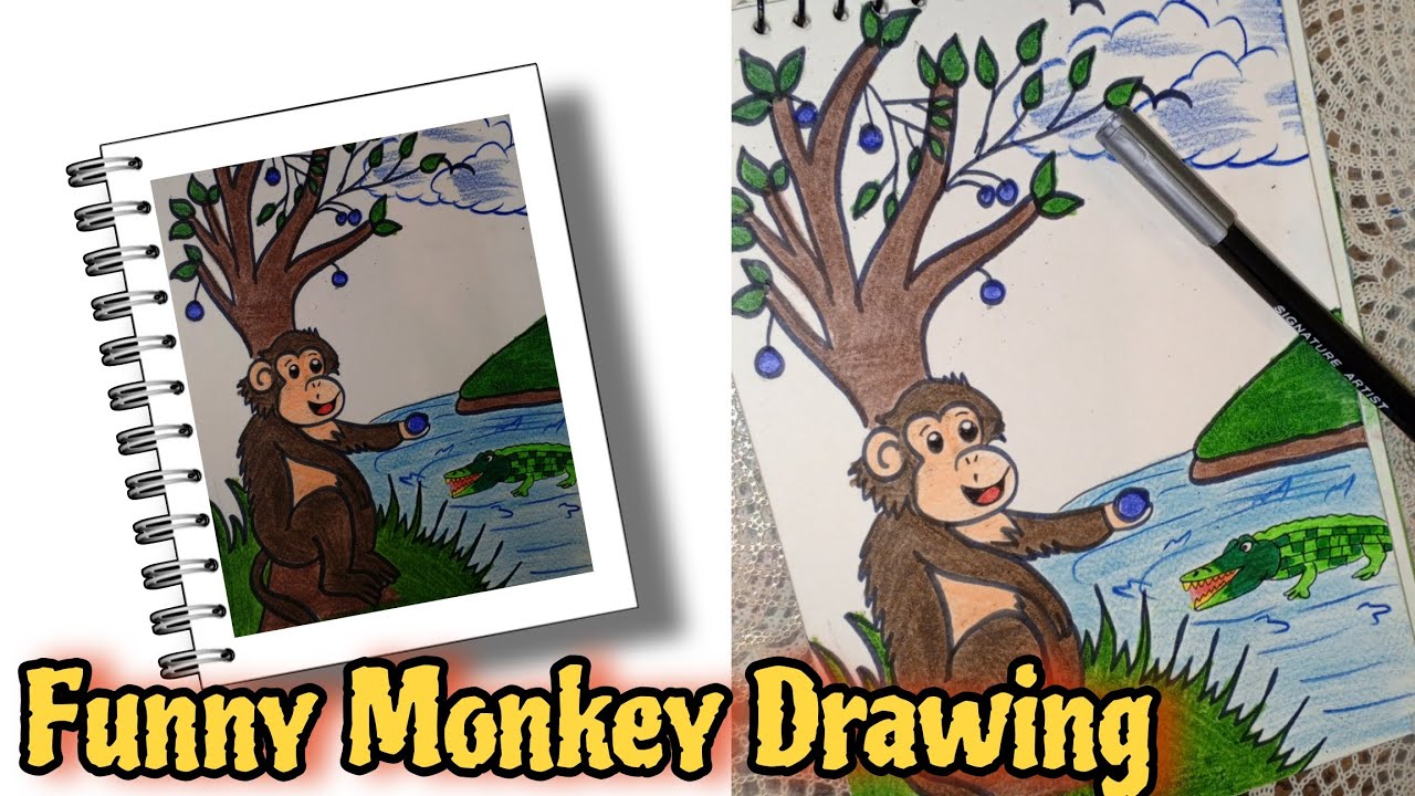 Funny Monkey Drawing | Easy Monkey Drawing for Beginners 🐒