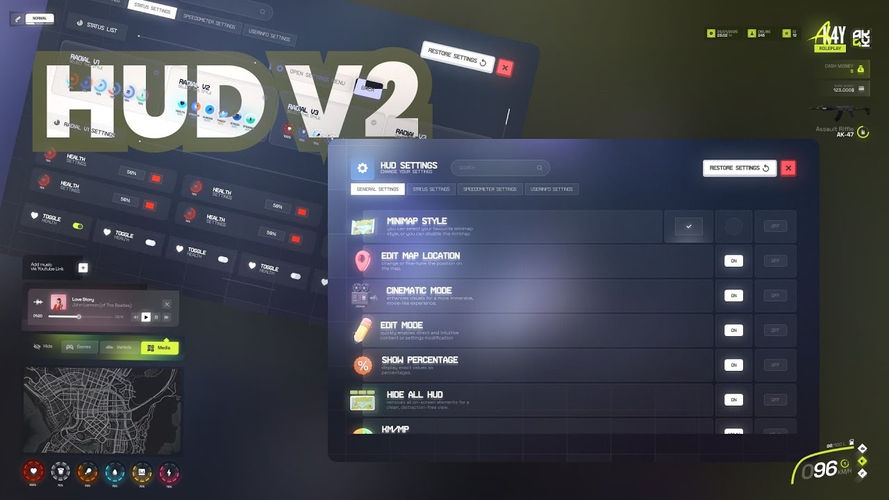 Advanced HUD | 13 Speedometers • 10 Status Bars • Minimap Menu (Games & Music) thumbnail 7