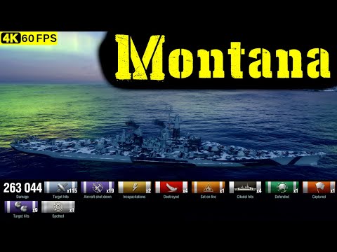 World of Warships Montana Replay - 4 Kills 263K DMG(Patch 12.8.0)