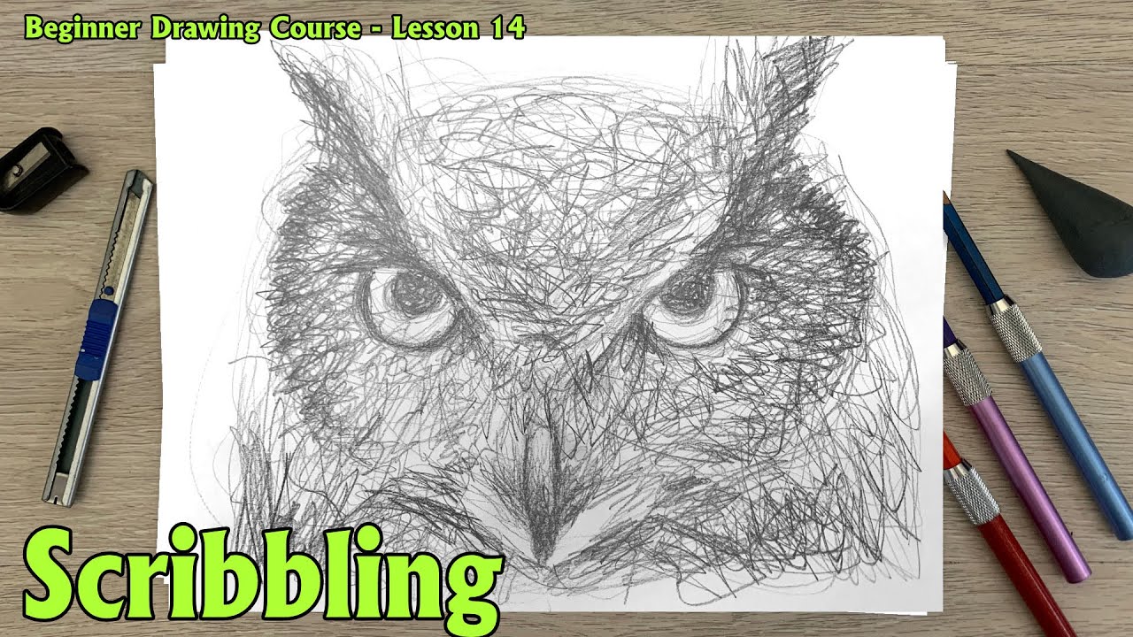 Scribble Art Drawing Tutorial - Drawing for Beginners Course Lesson 14