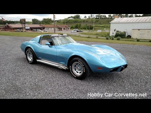 1977 Bright Blue Corvette T Top For Sale Video