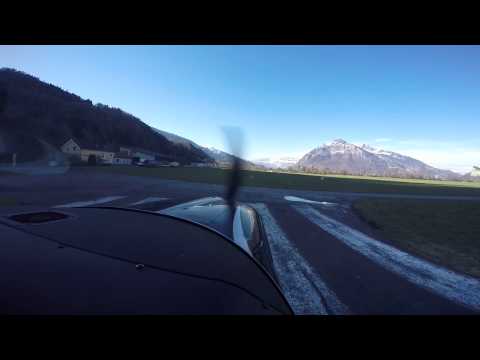 Take off at LSZE Bad Ragaz with Cessna 182 / RWY 12