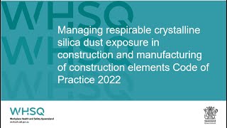 Managing construction silica dust Code of Practice