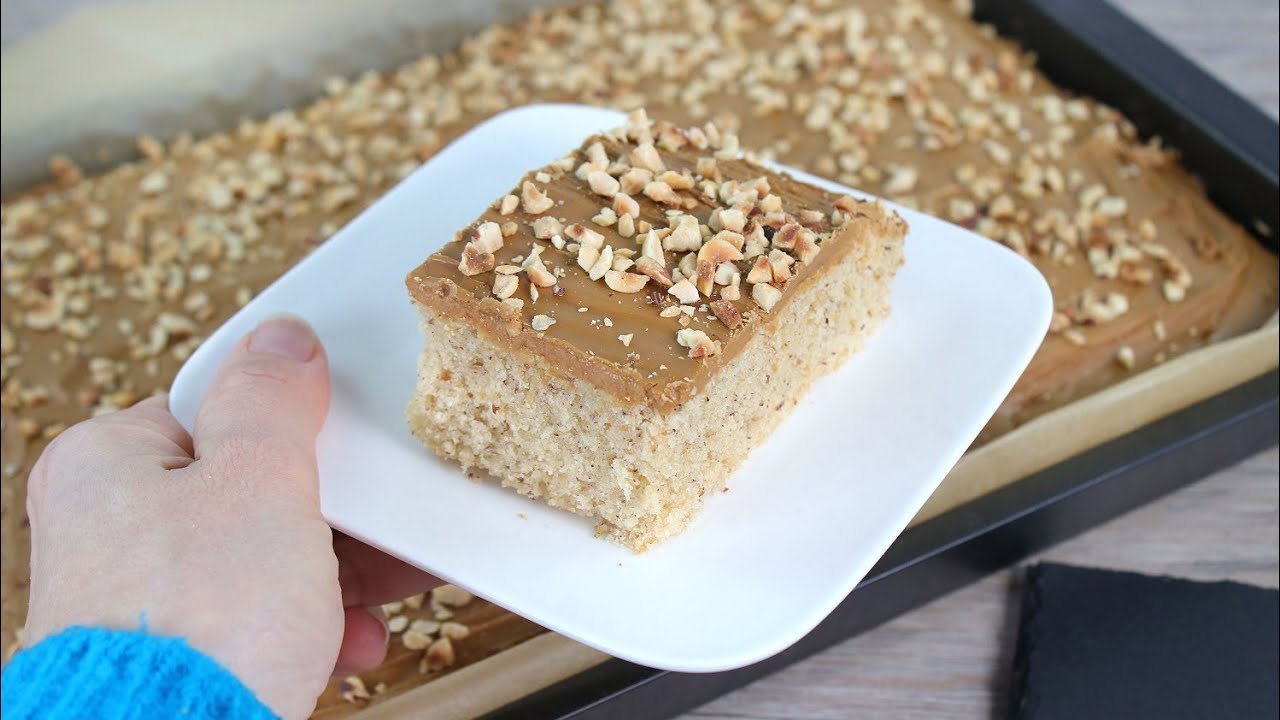 Nusskuchen mit Zitronenguss - Einfache Rezepte