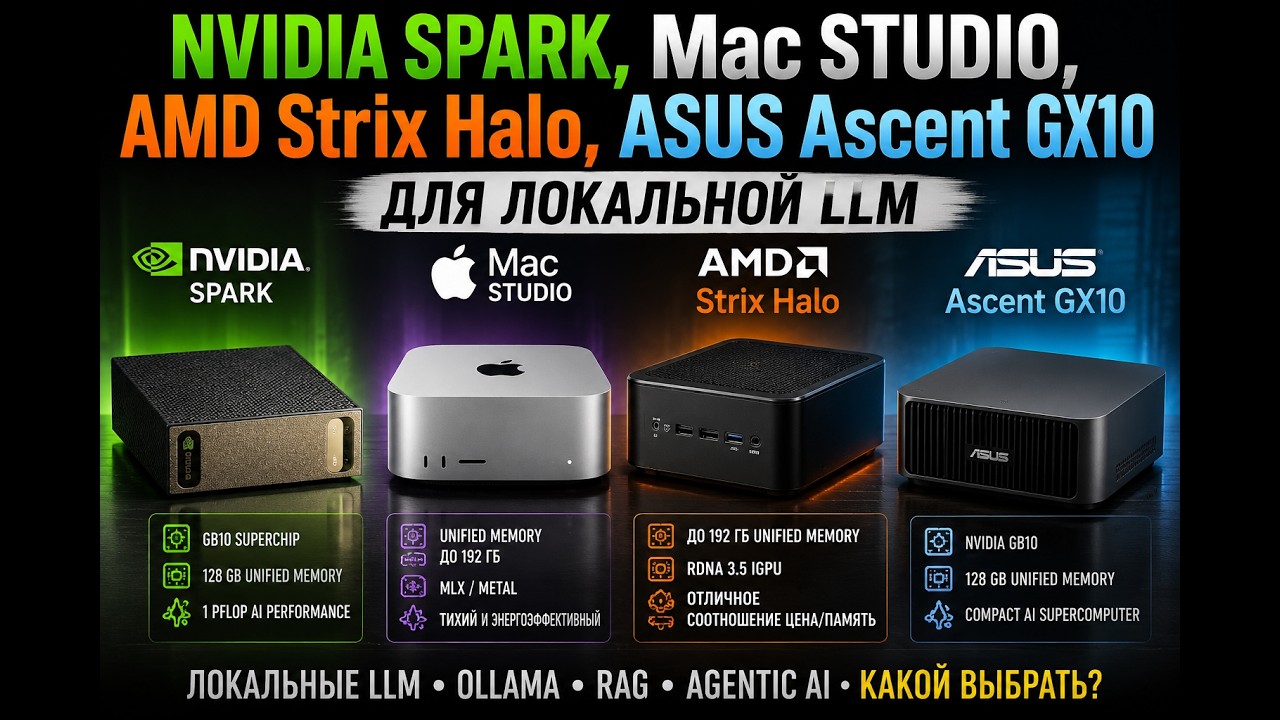 NVIDIA SPARK, Mac STUDIO, AMD Strix Halo, ASUS Ascent GX10 для локальной LLM