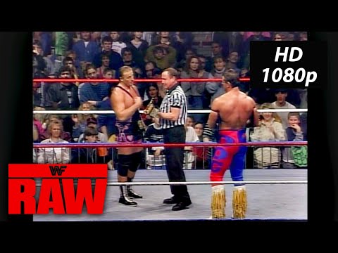 British Bulldog vs Owen Hart European Championship match WWE Raw March 3, 1997 HD